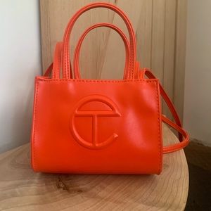 Small orange telfar shopping bag